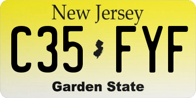 NJ license plate C35FYF