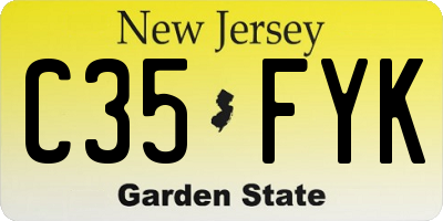 NJ license plate C35FYK