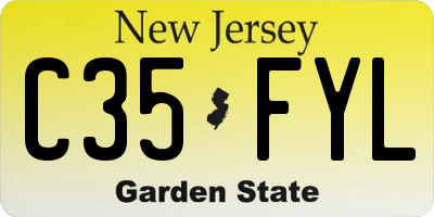 NJ license plate C35FYL