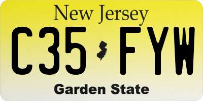 NJ license plate C35FYW