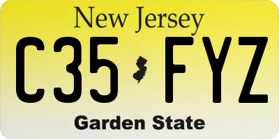 NJ license plate C35FYZ