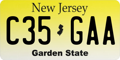 NJ license plate C35GAA
