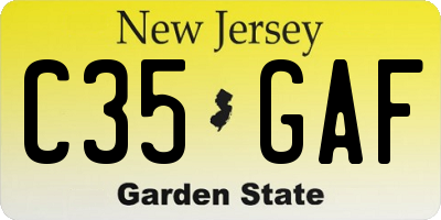 NJ license plate C35GAF