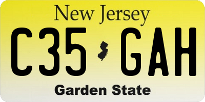 NJ license plate C35GAH