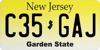 NJ license plate C35GAJ