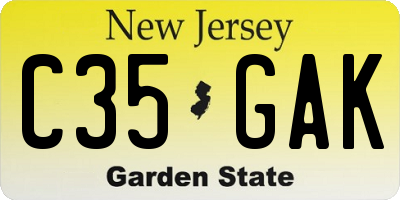 NJ license plate C35GAK