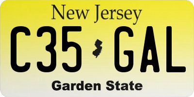 NJ license plate C35GAL