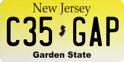NJ license plate C35GAP