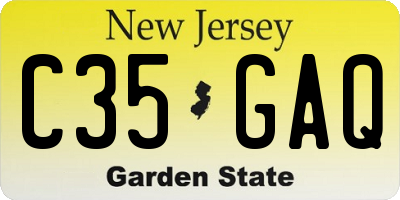 NJ license plate C35GAQ