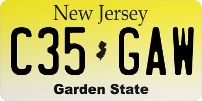 NJ license plate C35GAW
