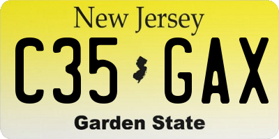 NJ license plate C35GAX