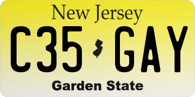 NJ license plate C35GAY