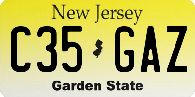 NJ license plate C35GAZ