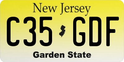 NJ license plate C35GDF