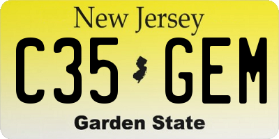 NJ license plate C35GEM