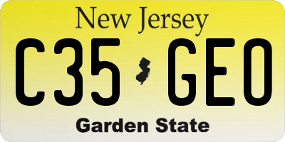 NJ license plate C35GEO