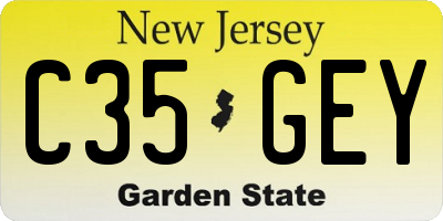 NJ license plate C35GEY
