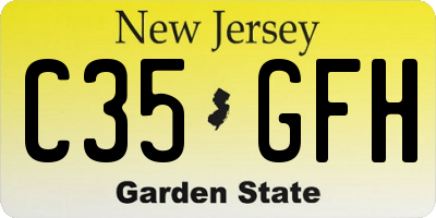 NJ license plate C35GFH
