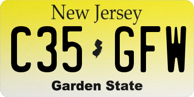 NJ license plate C35GFW