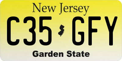 NJ license plate C35GFY