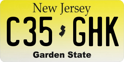 NJ license plate C35GHK