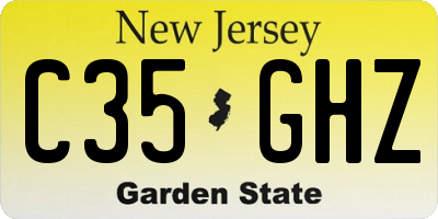NJ license plate C35GHZ