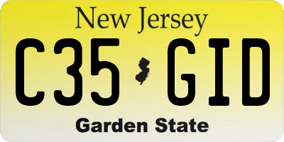 NJ license plate C35GID