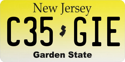NJ license plate C35GIE