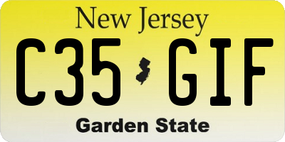 NJ license plate C35GIF