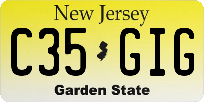 NJ license plate C35GIG