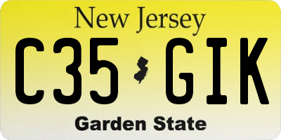 NJ license plate C35GIK