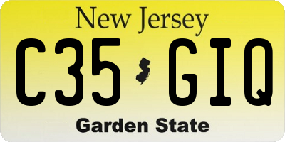 NJ license plate C35GIQ
