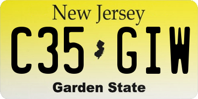 NJ license plate C35GIW