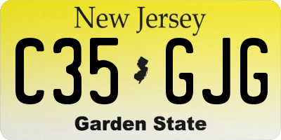 NJ license plate C35GJG