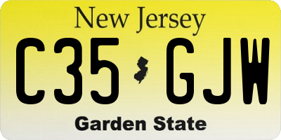 NJ license plate C35GJW