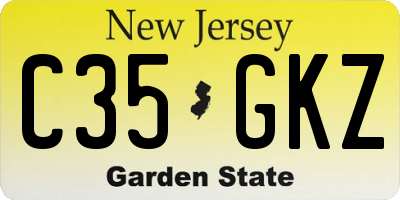 NJ license plate C35GKZ