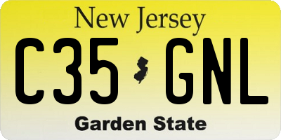 NJ license plate C35GNL