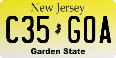 NJ license plate C35GOA
