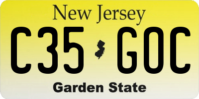 NJ license plate C35GOC