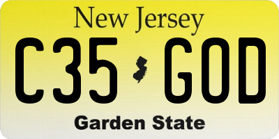 NJ license plate C35GOD