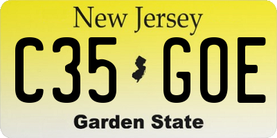 NJ license plate C35GOE