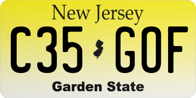 NJ license plate C35GOF