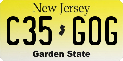 NJ license plate C35GOG