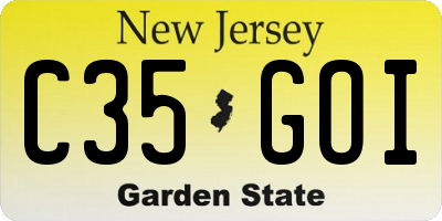 NJ license plate C35GOI