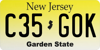 NJ license plate C35GOK
