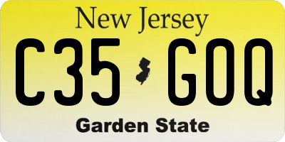 NJ license plate C35GOQ