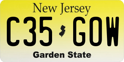 NJ license plate C35GOW