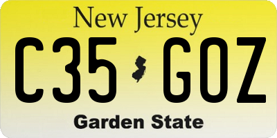 NJ license plate C35GOZ