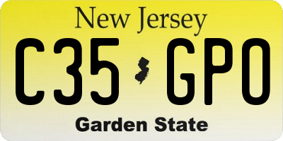 NJ license plate C35GPO