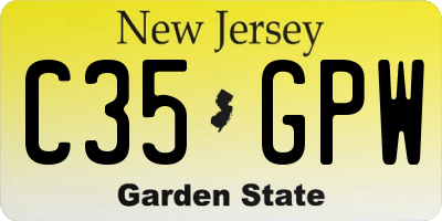 NJ license plate C35GPW